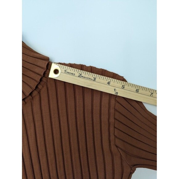 Atlein Collective Brown Mock Neck Strettch Ribbed Pullover Knitted Sweater M - Picture 10 of 12
